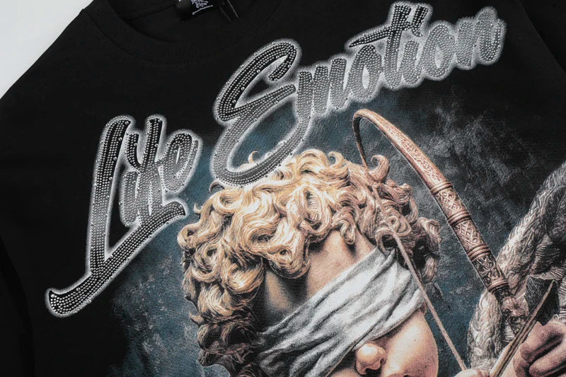 Wholesale Hot Drilling Designer Clothing Short Sleeve High Quality Gothic Printing Pattern Mixed Emotion T-shirts for Men