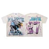 Designer Clothes Shining Rhinestone Mens T-shirt Washed Short Sleeve American High Street Trendy Brand MAJESTIK 240 Grams Loose