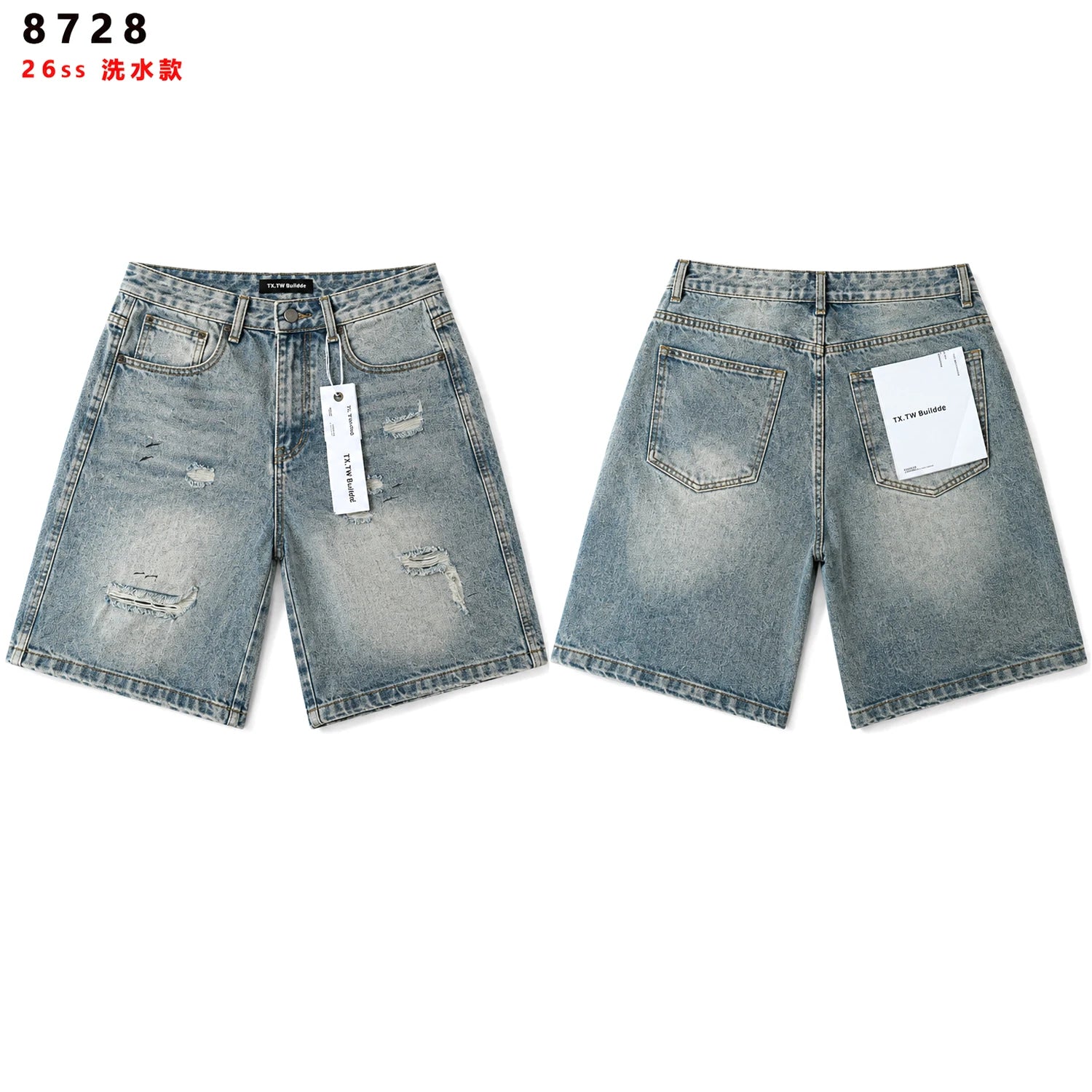 2026 New Fashion Shinning Diamond Washed Jeans Shorts for Men and Women Vintage Baggy Rhinestone Baggy Denim Shorts Oversized