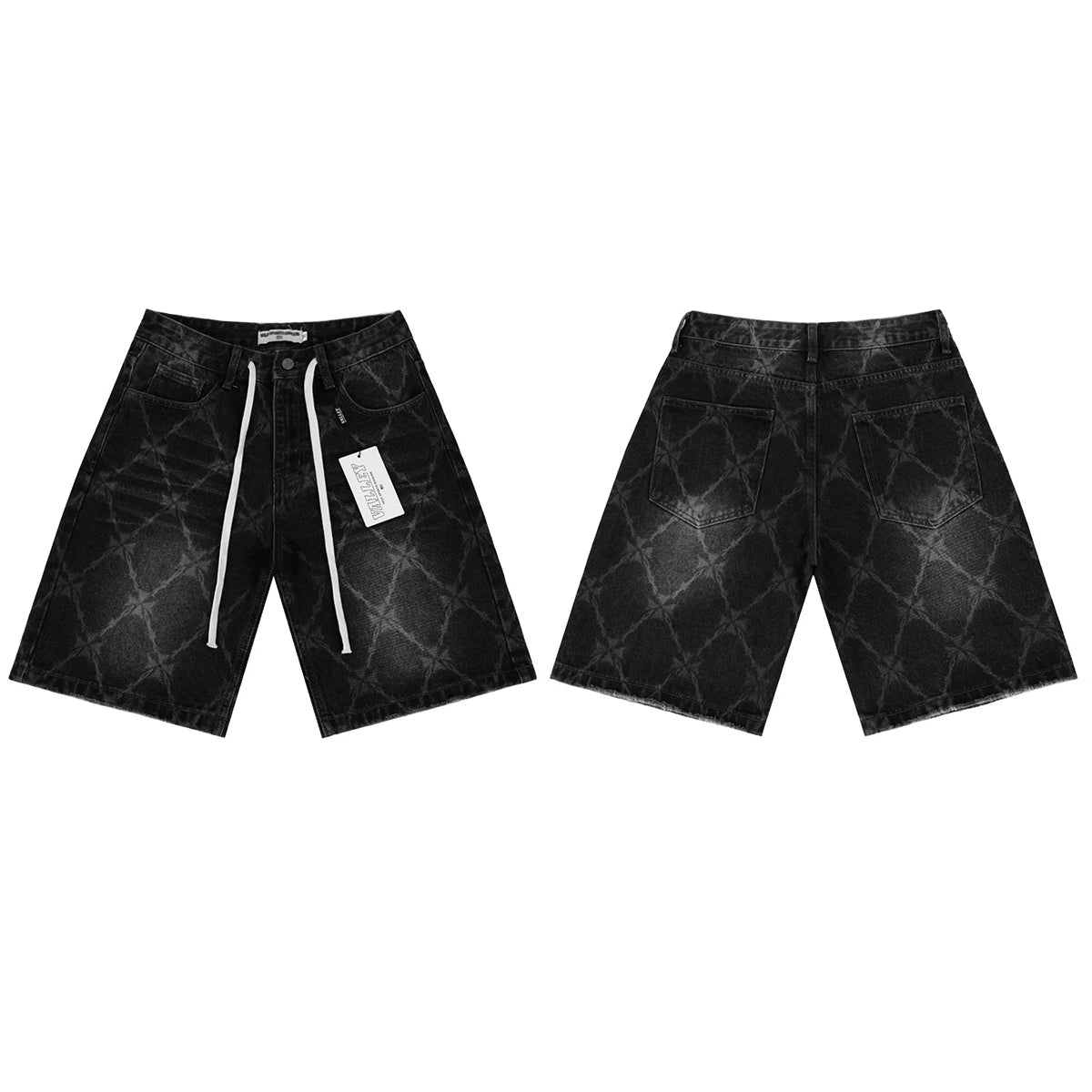 2026 New Fashion Shinning Diamond Washed Jeans Shorts for Men and Women Vintage Baggy Rhinestone Baggy Denim Shorts Oversized