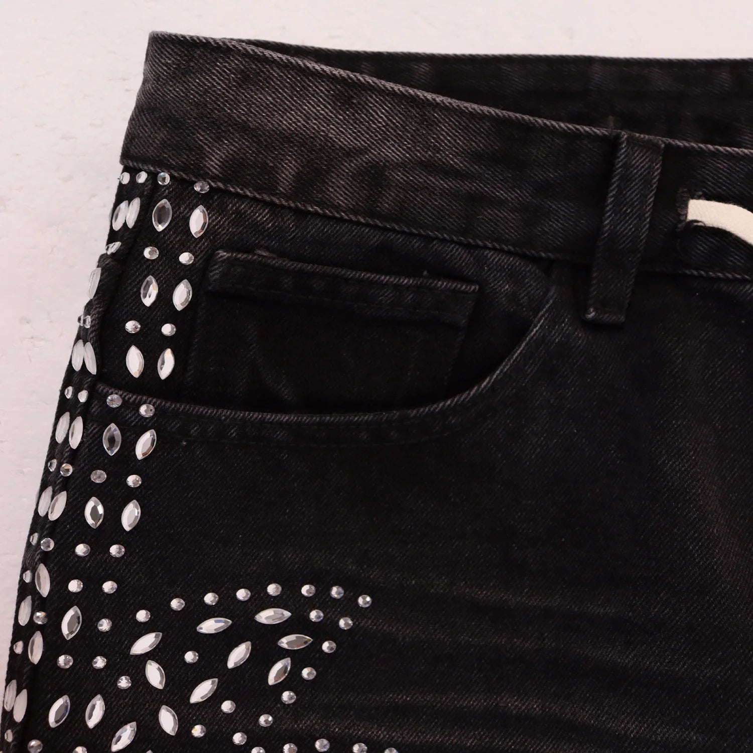 2026 New Fashion Shinning Diamond Washed Jeans Shorts for Men and Women Vintage Baggy Rhinestone Baggy Denim Shorts Oversized