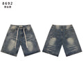 2026 New Fashion Shinning Diamond Washed Jeans Shorts for Men and Women Vintage Baggy Rhinestone Baggy Denim Shorts Oversized