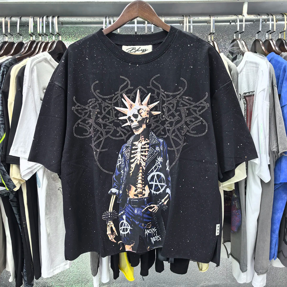 Shinning Bling Diamond Short Sleeve Cropped T-shirt for Men and Women Crew Neck Rhinestone Loose Cotton Summer Tshirts Oversized