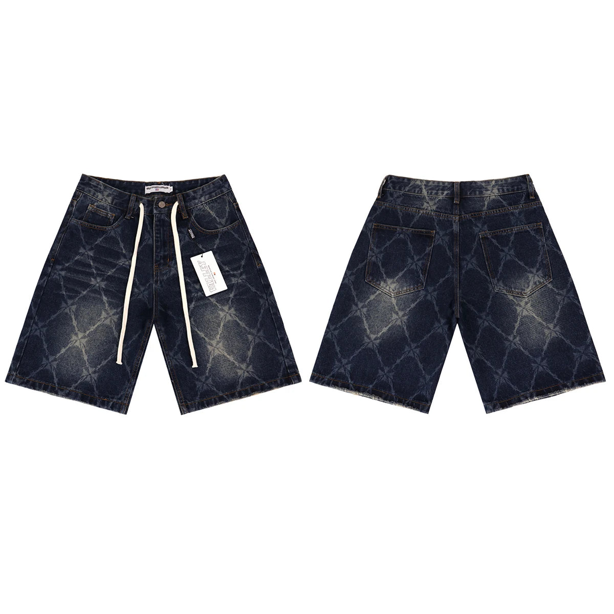 2026 New Fashion Shinning Diamond Washed Jeans Shorts for Men and Women Vintage Baggy Rhinestone Baggy Denim Shorts Oversized